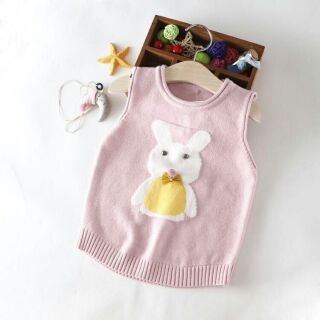 Áo gile len bé gái từ 2-7/8y