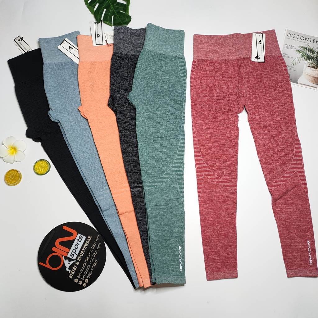 Quần tập gym nữ, quần dài lưng cao dệt kim Naqi Bin Sports Q120