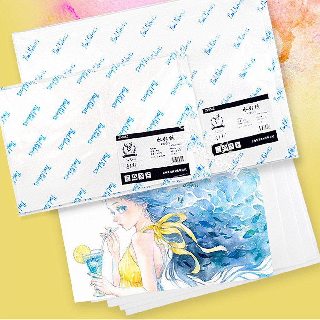 TẬP 10 tờ Giấy Vẽ Màu Nước Paul Rubens 50% cotton  khổ giấy A3/A4/A5 lỡ