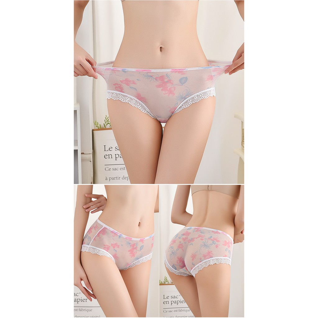New women's printed mesh panties, female girls, Japanese see-through sexy panties, low-rise lace-edge lace panties | BigBuy360 - bigbuy360.vn