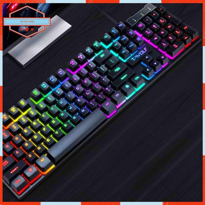 Bàn Phím Máy Vi Tính Laptop Gaming Gỉa Cơ T-WOLF T20 USB Có Dây Chuyên Game Đèn Led