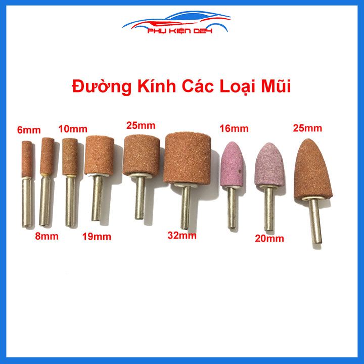 Đá mài trục 6mm mũi trụ mũi nhọn đủ loại mài cạnh đánh bóng kỹ thuật bề mặt đá kim loại gốm sứ