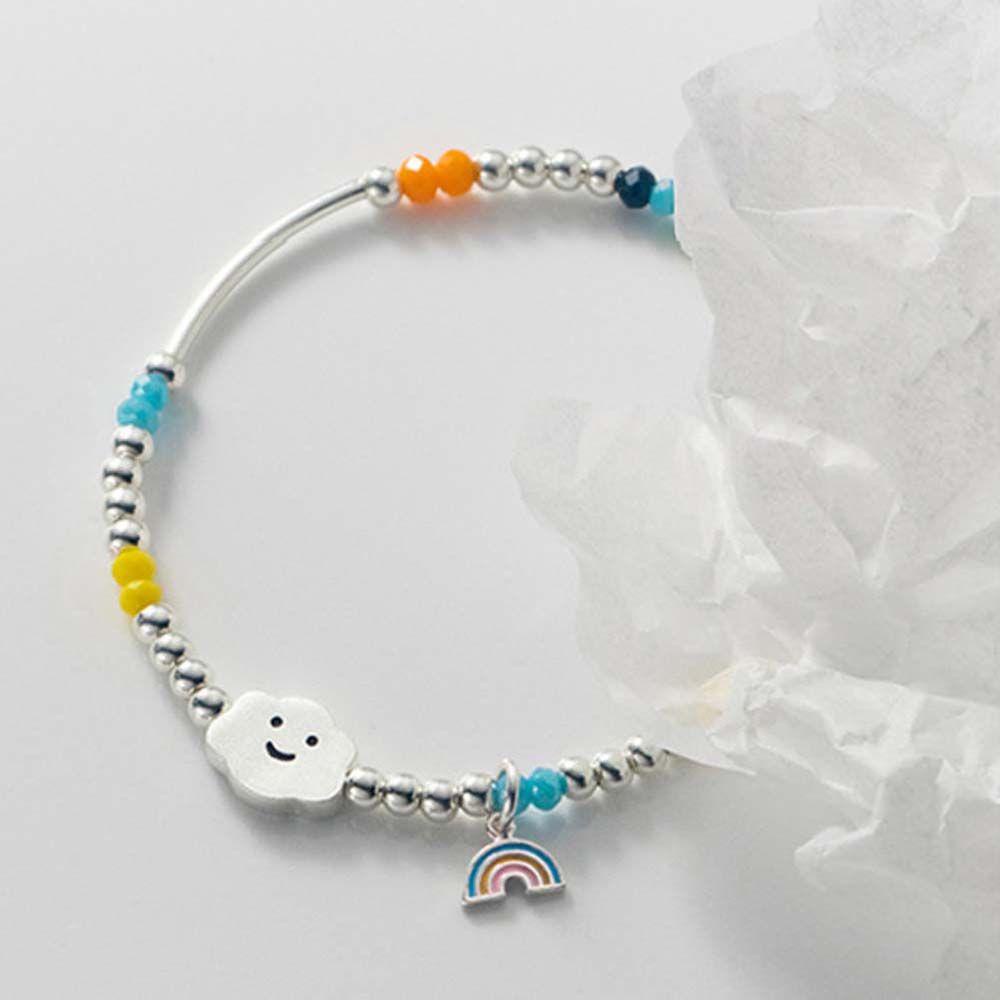 Vòng Tay Chuỗi Hạt Mặt Cười Màu Cầu Vồng Hình Trái Tim / Mặt Cười