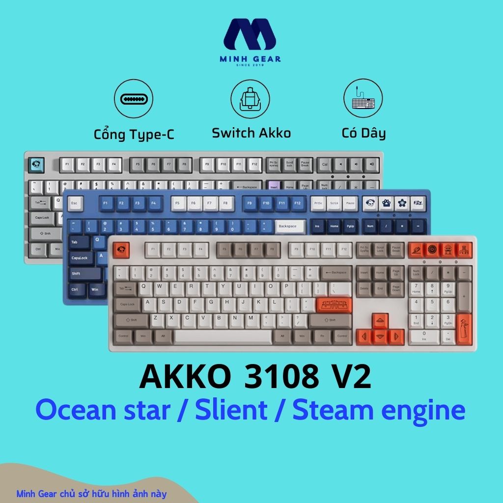 Bàn phím cơ AKKO 3108 v2 (Akko switch v2 / Foam tiêu âm / Keycap Việt Nam)