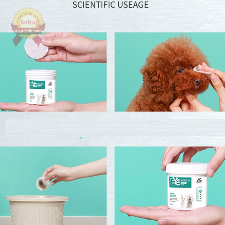 Set 130 Khăn bông lau nước mắt và tai trị ố bẩn cho chó mèo Pet yêu Daoliqi hộp 130 chiếc vải không dệt