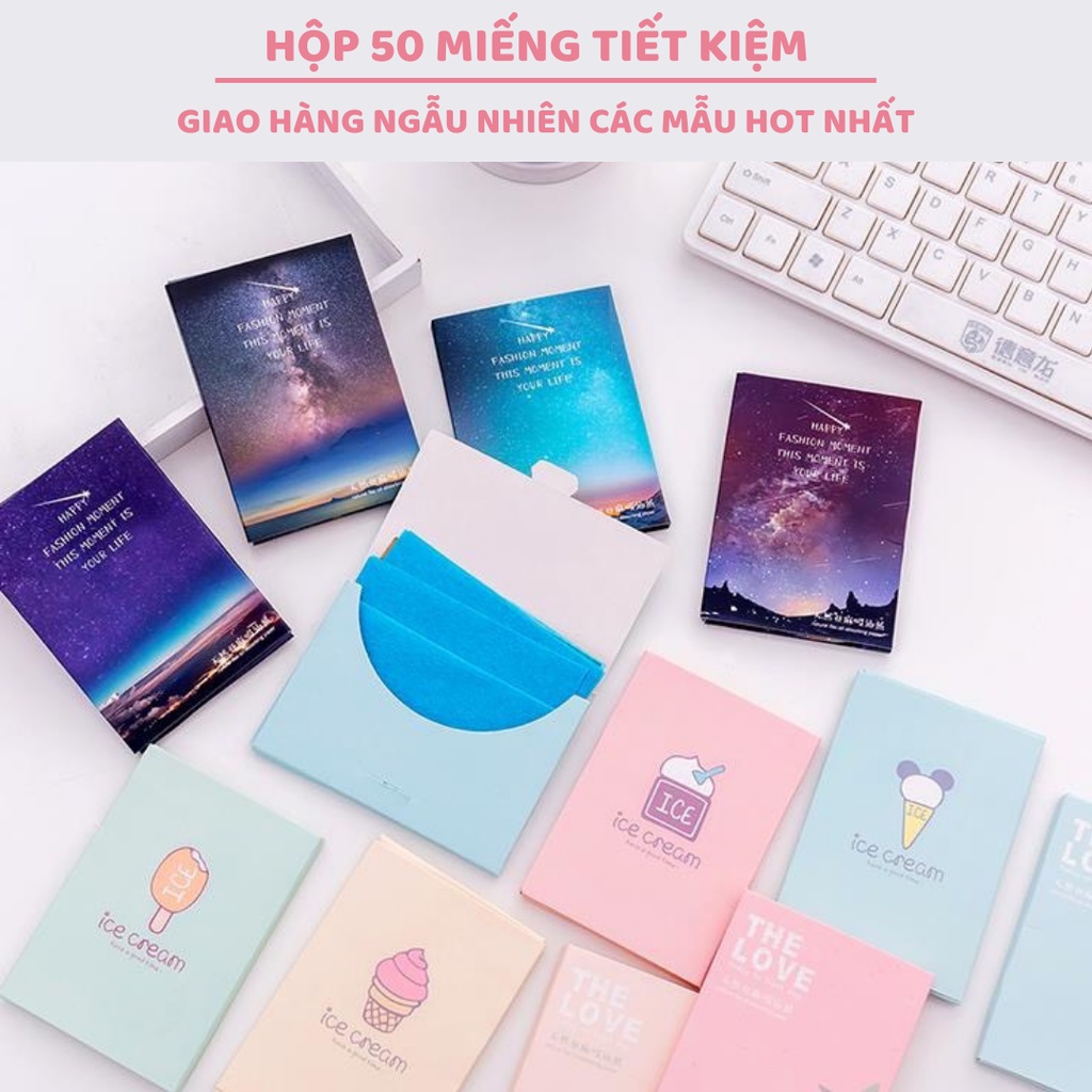 Giấy thấm dầu thấm mồ hôi Hộp 50 Miếng Nội Địa Trung kiểm soát dầu thừa hút dầu trên da hiệu quả DC08