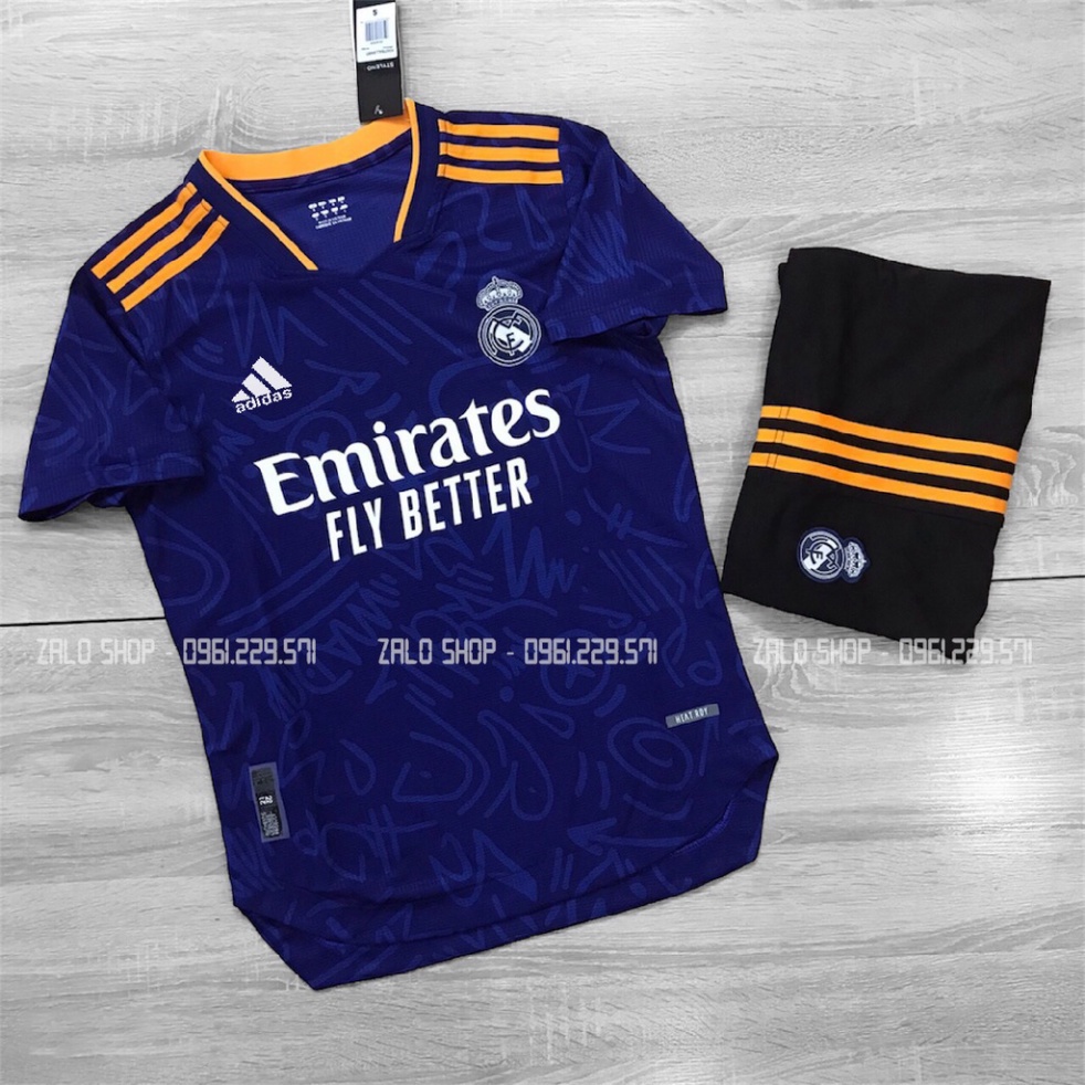 [Rẻ Vô Địch] Áo Real Madrid Sân Khách 2021 | Bộ Quần Áo Bóng Đá CLB Real Madrid Sân Khách 2021/2022 Hàng Thái Xịn