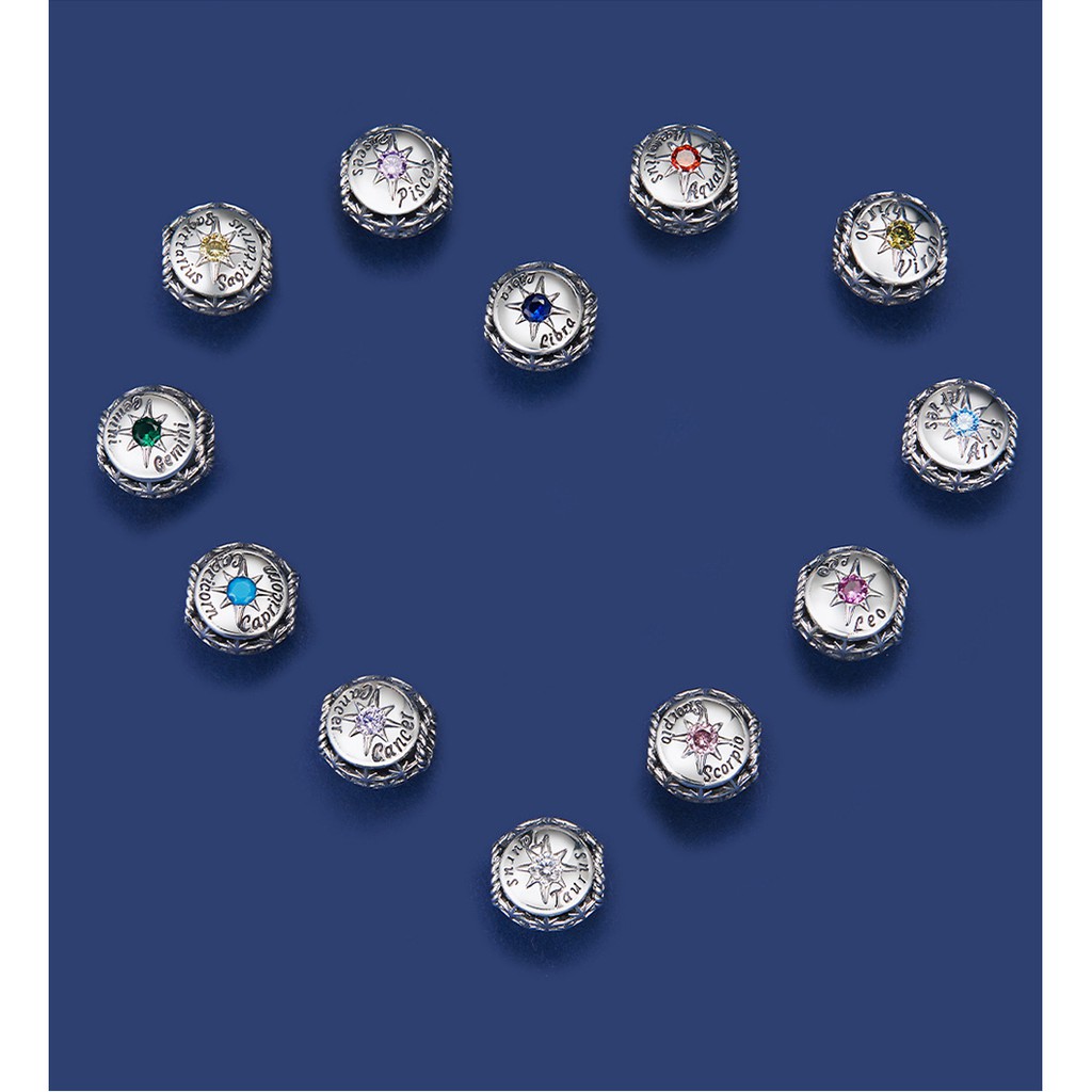 Hạt xỏ BAMOER SCC1725 chất liệu bạc 925 phong cách 12 chòm sao độc đáo hợp thời trang