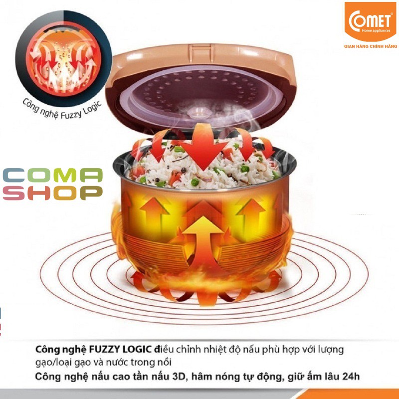 CM8086N8 - NỒI CƠM ĐIỆN TỬ NẮP GÀI 3D COMET 1.8L (5-6 NGƯỜI ĂN) BẢO HÀNH CHÍNH HÃNG 12 THÁNG | BigBuy360 - bigbuy360.vn