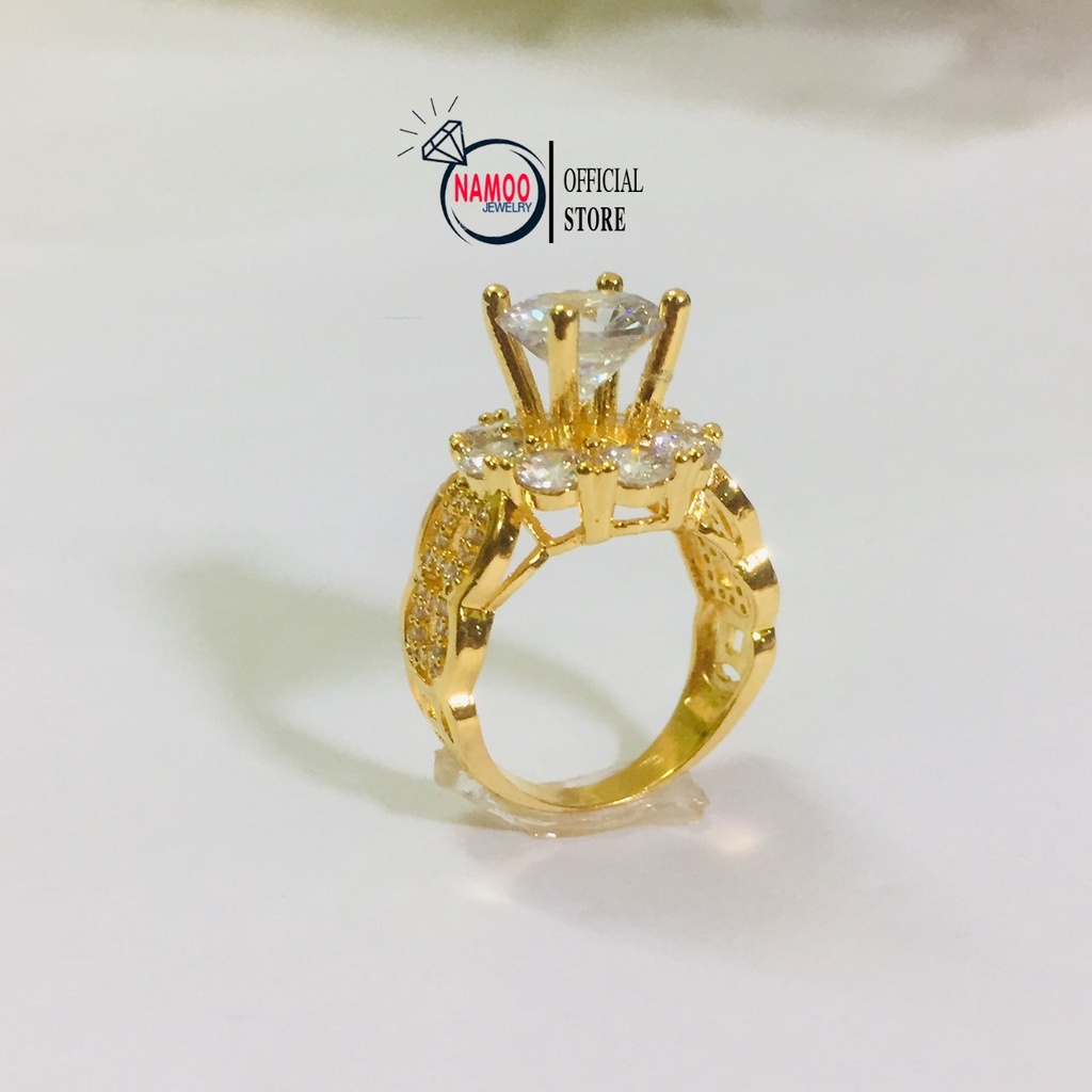 Nhẫn Nữ Mạ Vàng Đính Đá N690 Bản Lớn, Nhẫn Đá Lớn Namoo jewelry