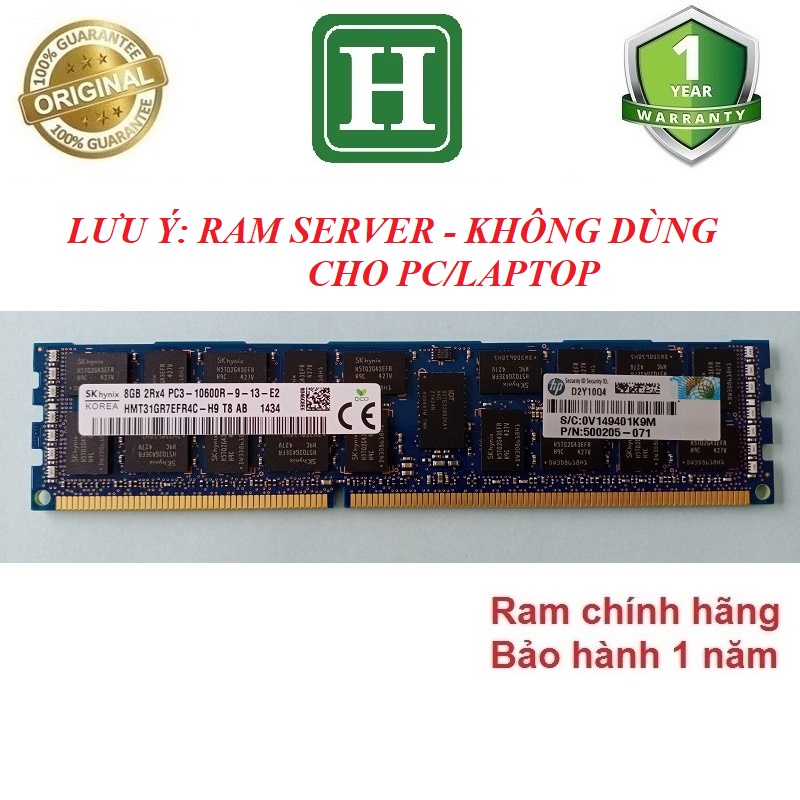 Ram Server DDR3 (PC3) 8GB ECC REG bus 1333 /10600R, NEW bảo hành 3 năm