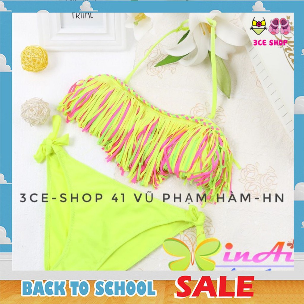 Bộ bikini 2 mảnh bé gái xanh chuối mềm mại, co giãn