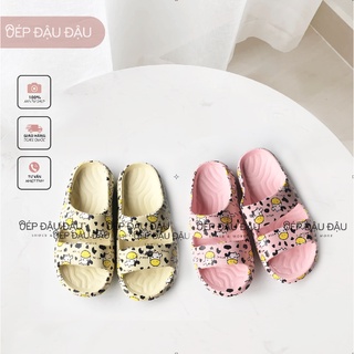[ ẢNH THẬT] Dép Bánh Mì Nữ Quai Ngang Họa Tiết Bò Sữa Hottrend 2022 Siêu Nhẹ Mềm Êm