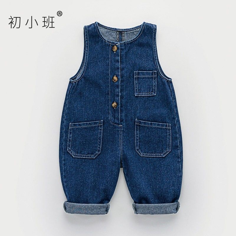 Quần Yếm Denim Một Mảnh Phong Cách Nhật Hàn Nhật Bản Mới Cho Bé Trai Bé Gái 0-3 Tuổi