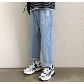 Quần jean baggy nam nữ emotion mặt cười đẹp 2020