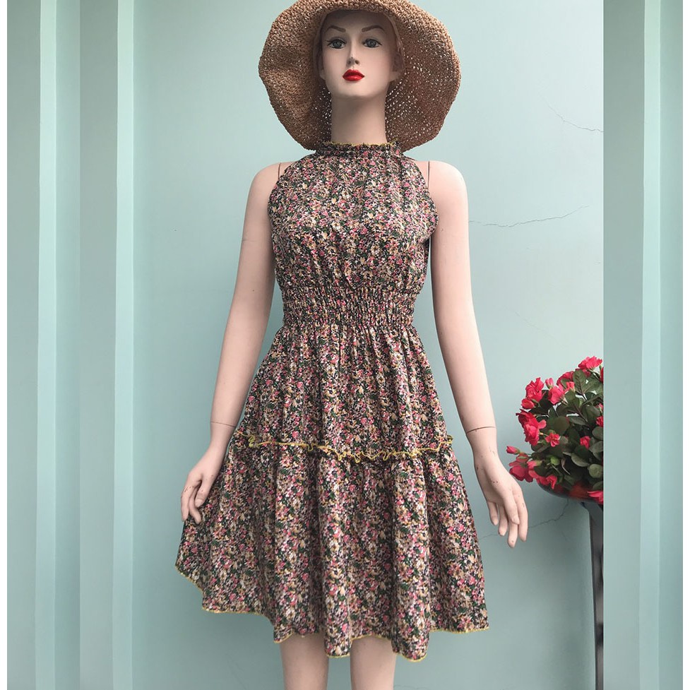 Đầm Maxi 2 Dây, Váy Xòe Công chúa hoa cúc