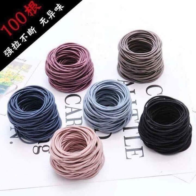 Sét chun buộc tóc 100 cái (túi zip)