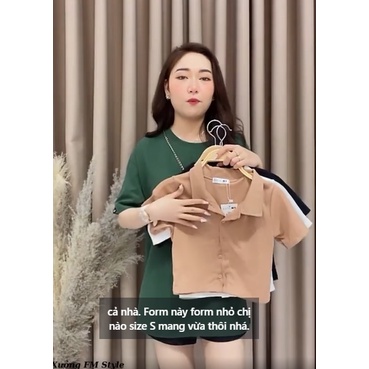 Áo thun croptop cổ bẻ Fmstyle shop áo polo croptop nũ chất lun lạnh dày dặn dễ thương phong cách hàn quốc 204220025