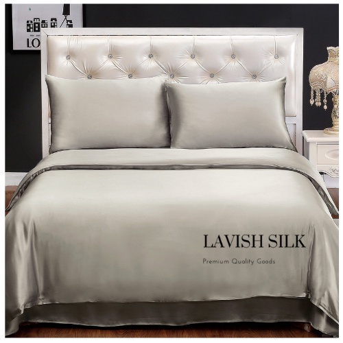 Trọn Bộ Chăn Ga Gối Phi Lụa Lavish Silk Cao Cấp Mát Lạnh Hàng Loại 1 Không Nối Vải -Bạc Kim