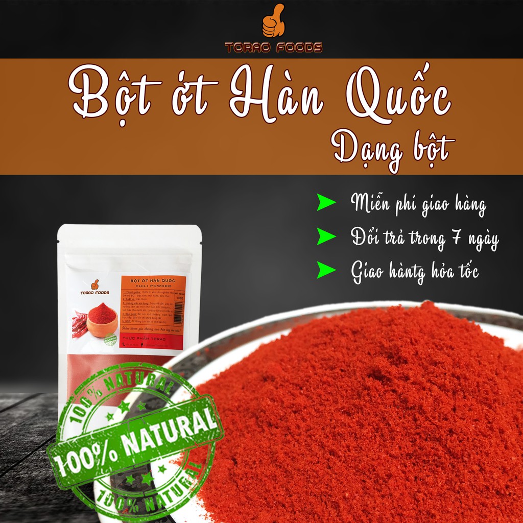 Bột ớt Hàn Quốc làm kim chi gói 100g, ớt bột Hàn Quốc loại mịn, bột ớt Hàn Quốc làm mì cay chiết gói nhỏ tiện lợi