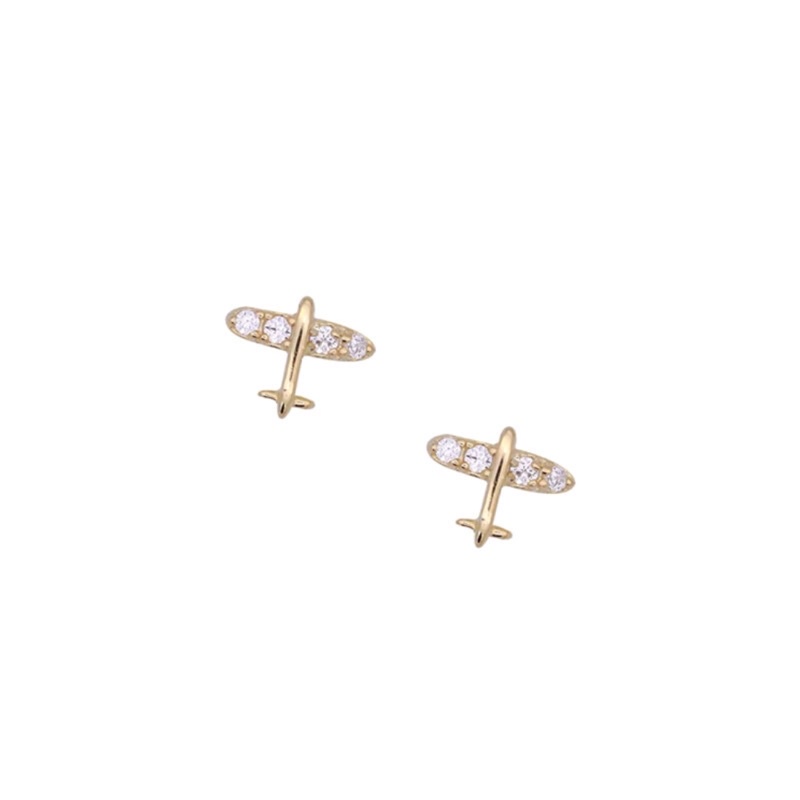 Khuyên tai bạc hình máy bay mini Flight decoco.accessories