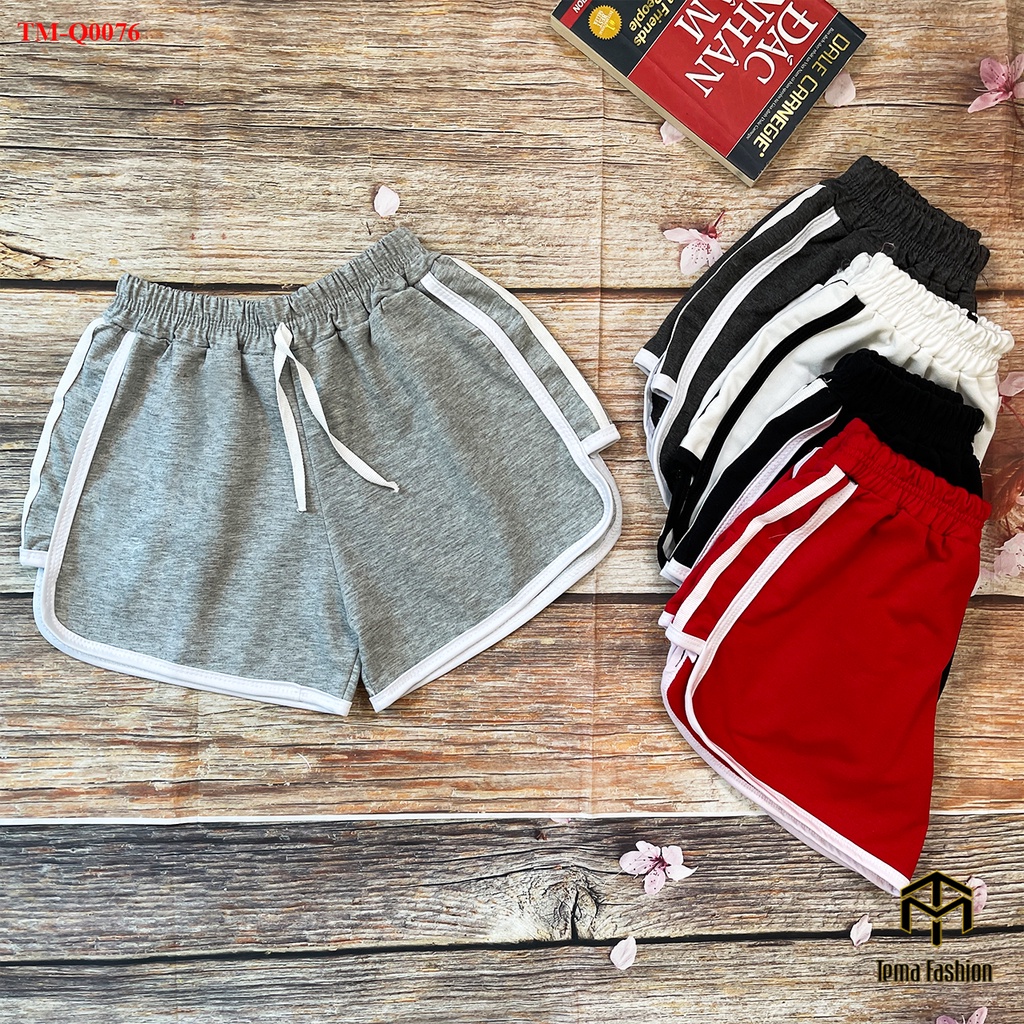 Quần đùi nữ MIA 1992 cao cấp - Quần short nữ Umi da cá cạp chun lưng cao viền kẻ sọc bắt mắt