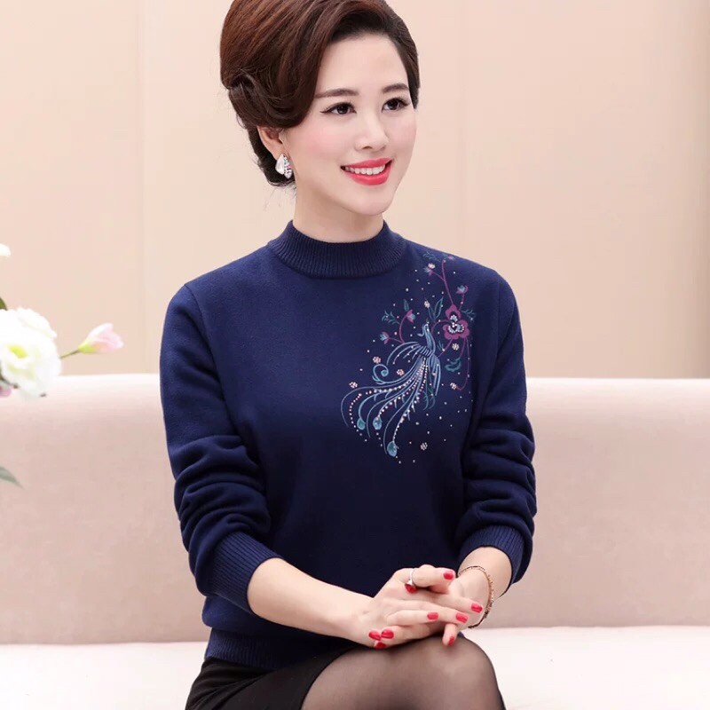 Hàng có sẵn ) Áo len nữ trung niên thời trang kiểu dáng sang trọng, ấm áp QCNP347 | BigBuy360 - bigbuy360.vn