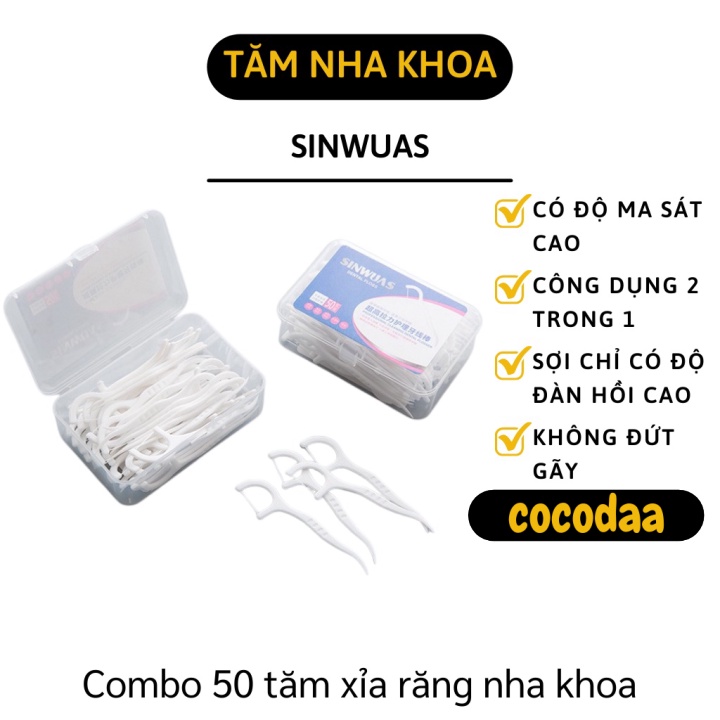 Chỉ Nha Khoa - Hộp 50 Que Tăm xỉa Răng Nha Khoa Dùng 1 Lần SinWuas Chuyên Dụng 8557 [FREESHIP]