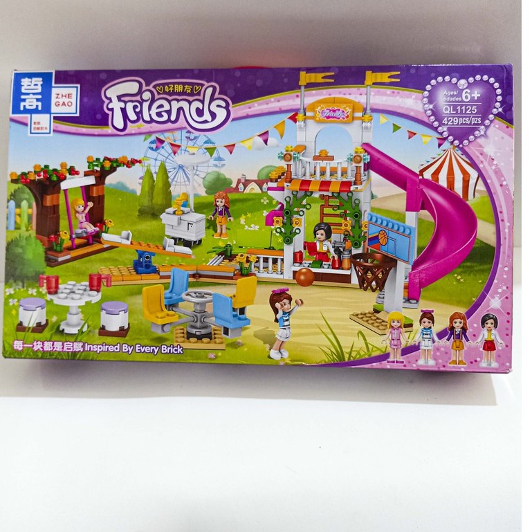 Đồ chơi lego friend xếp hình con gái cầu trượt khu vui chơi giải trí  friends heartlake QL-1125