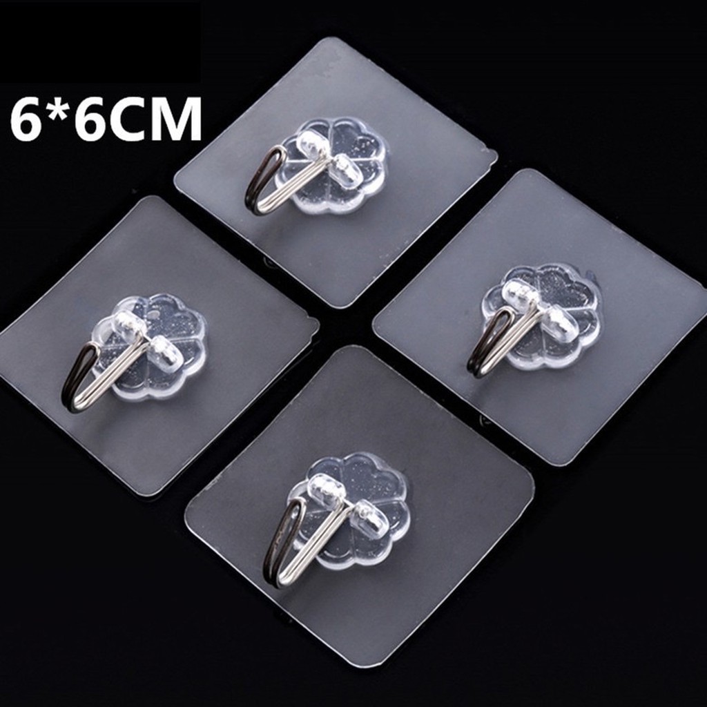 4 Móc Treo Trong Suốt Đa Năng, Móc Treo Đồ Dùng Gia Đình, Móc Nhựa Dán Tường Siêu Chắc, Tiện Lợi, Kingler 2213Set4