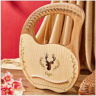 Đàn Lyre 19 dây Harp Cega-MM12 gỗ lõi đào hình Tuần lộc tặng cây chỉnh dây, dây dự phòng, phím gãy đàn, khăn lau