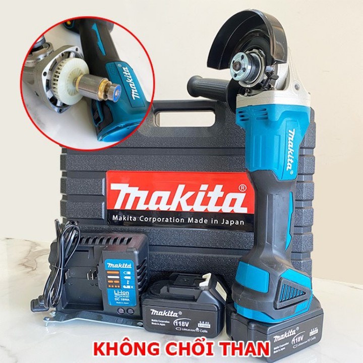 Máy mài góc cầm tay Pin MAKITA 199vf Máy cắt sắt gỗ gạch 199V Dây Đồng 100 % Không Chổi Than Full Bo