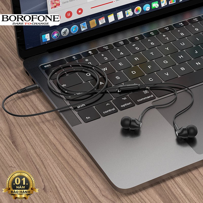 Tai nghe nhét tai Borofone BM51 nghe hay, có mic đàm thoại, dây dài 1.2m