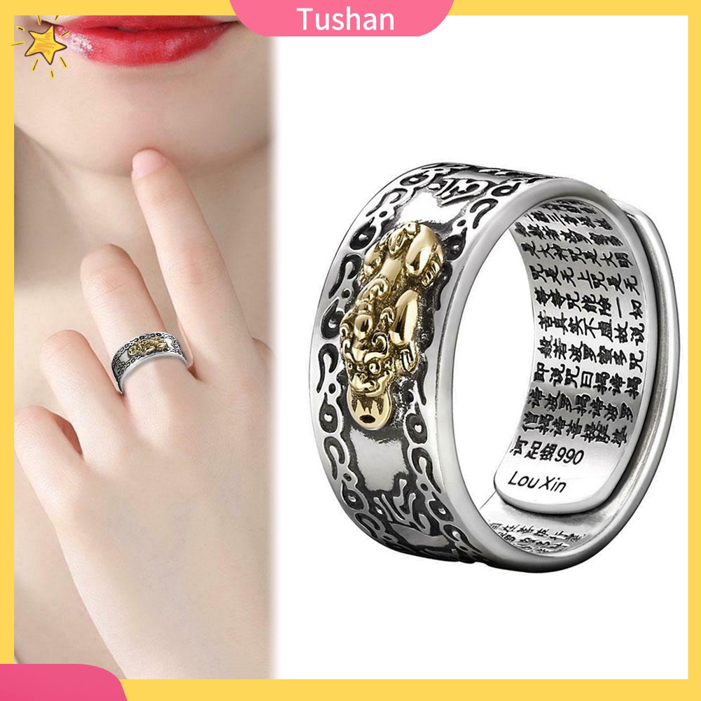 Nhẫn Hở Mạ Bạc Khắc Hình Trái Tim May Mắn Cho Nam