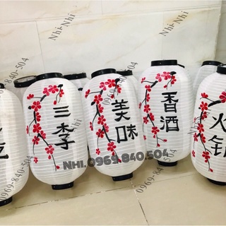 Lồng đèn Nhật Bản vẽ chữ và hoa đào