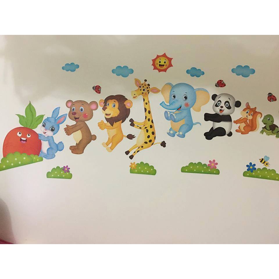 Combo Decal dán tường thú nối đuôi