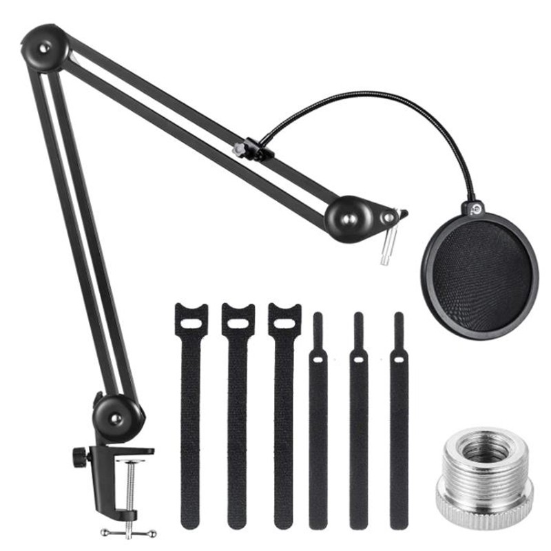 Microphone Stand,Mic Arm Stand Suspension Scissor Boom Stand with Blowout Prevention Net and Cable Ties,for Snowball,Etc