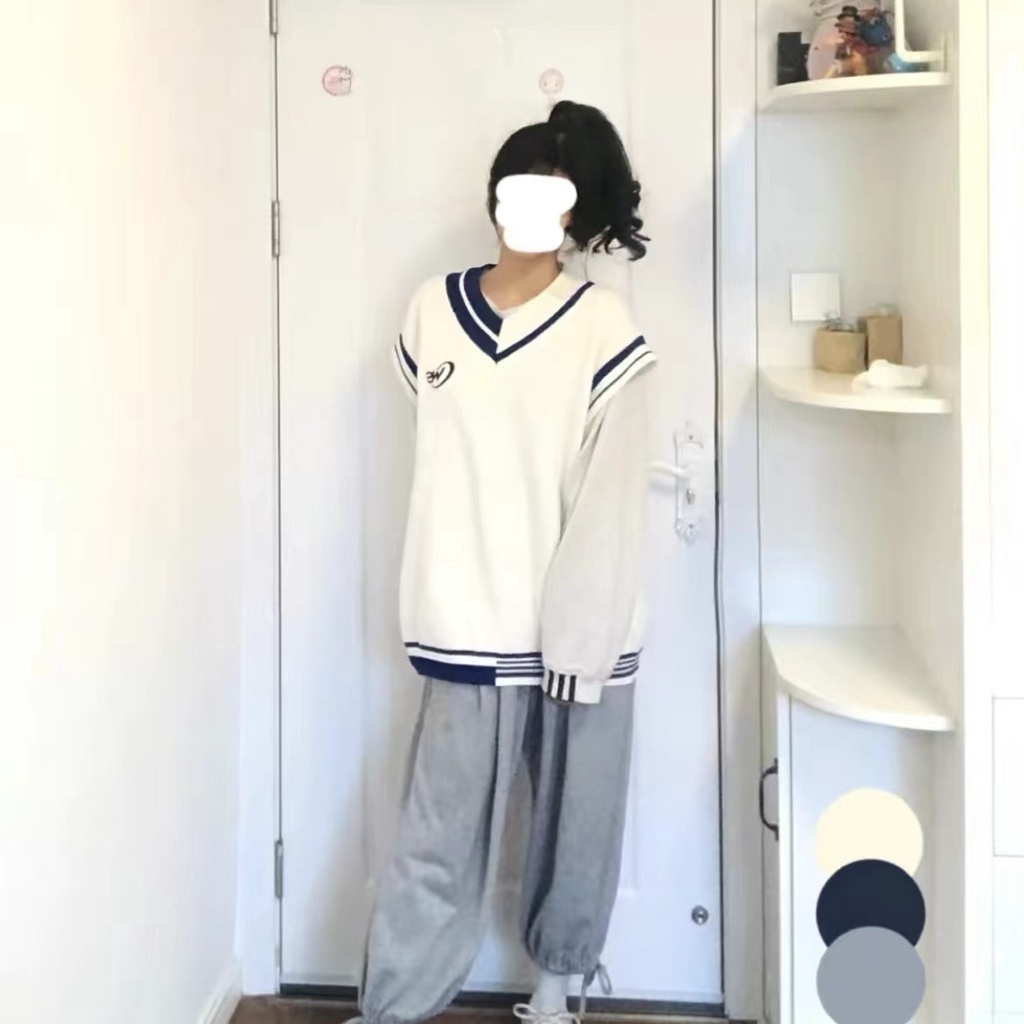 Áo Dệt Kim Sát Nách Dáng Rộng Cổ Chữ V Thêu Họa Tiết Xinh Xắn Cho Nữ