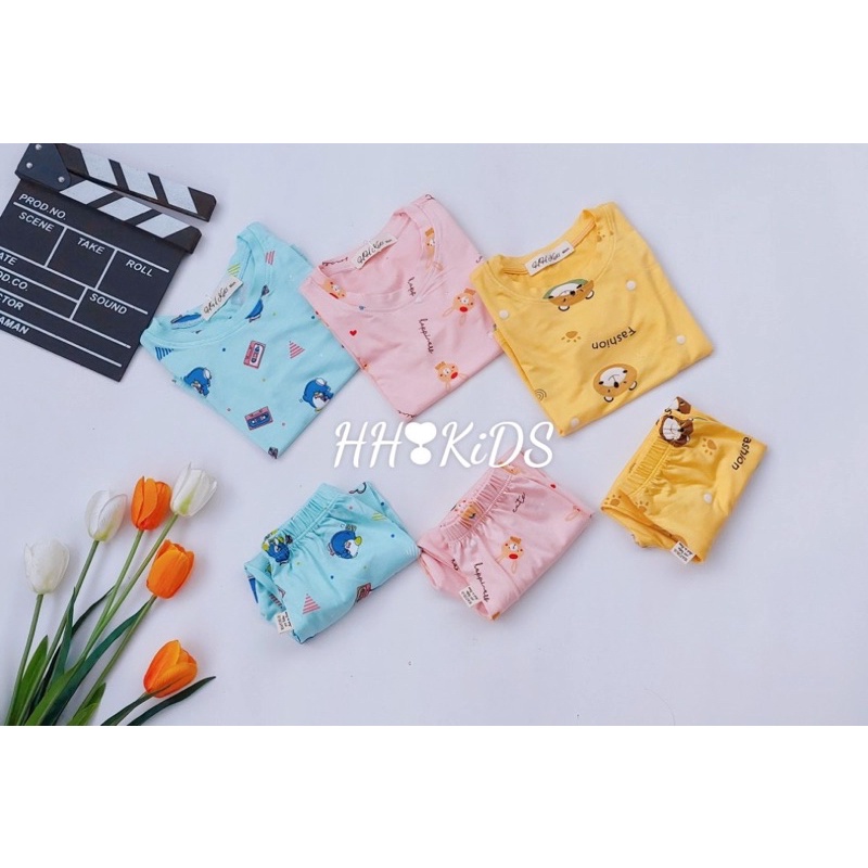 Bộ dài tay thun lạnh in hoạ tiết cho bé trai , gái (6-18kg) loại 1.