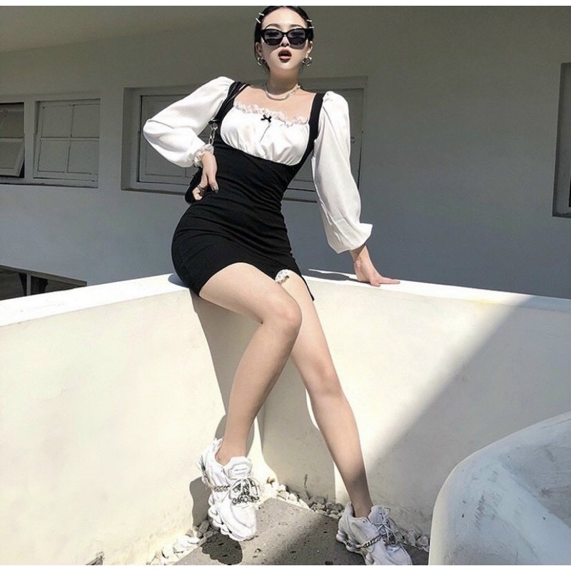 Đầm xinh BUNNY DRESS thiết kế mix với ren phần tay và ngực sexy quyến rũ chất vải dày dặn ôm body | BigBuy360 - bigbuy360.vn