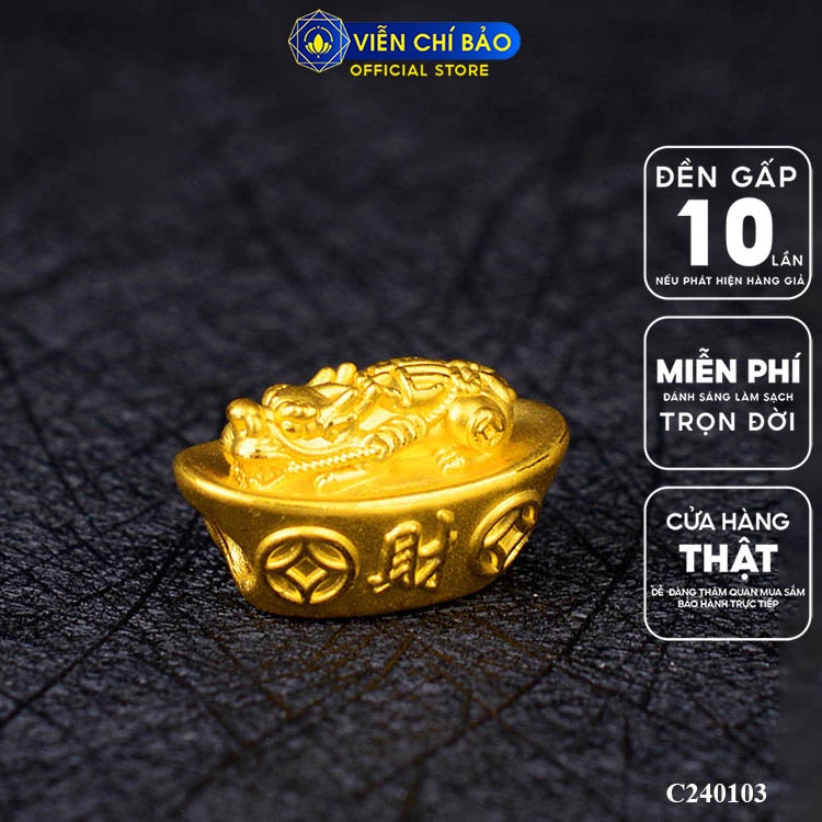 Charm vàng Kim ngân Tỳ Hưu thiên lộc chất liệu vàng 24K thời trang phụ kiện trang sức Viễn Chí Bảo C240103