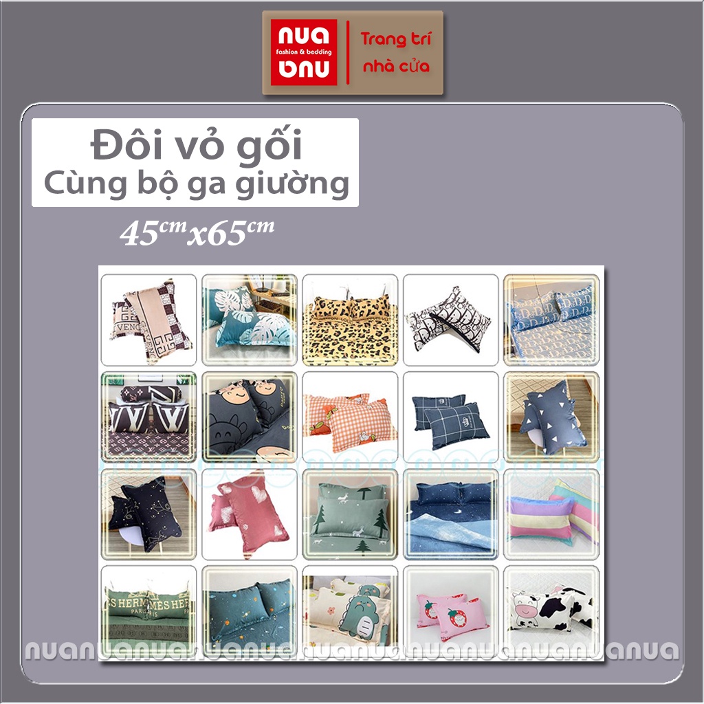[ Hàng tặng kèm không bán ] Đôi vỏ gối nằm ( Cùng bộ ga giường ) cotton poly có khoá kéo bao lồng ruột gối