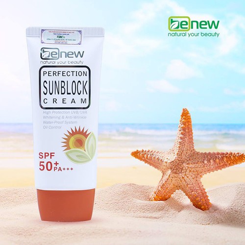 Combo 2 tuýp kem chống nắng trắng da, kiềm dầu Benew SUN BLOCK CREAM SPF 50 PA +++ Hàn Quốc 50ml/Tuýp- Hàng chính hãng