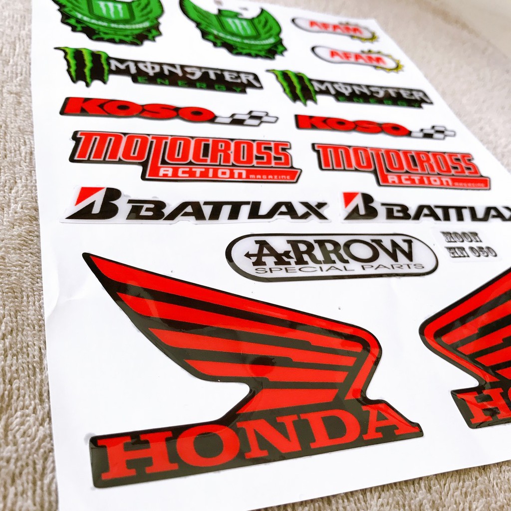 Bộ tem dán xe máy LOGO trang trí, tem HUY HIỆU phũ nhựa nỗi kiểu độc đáo