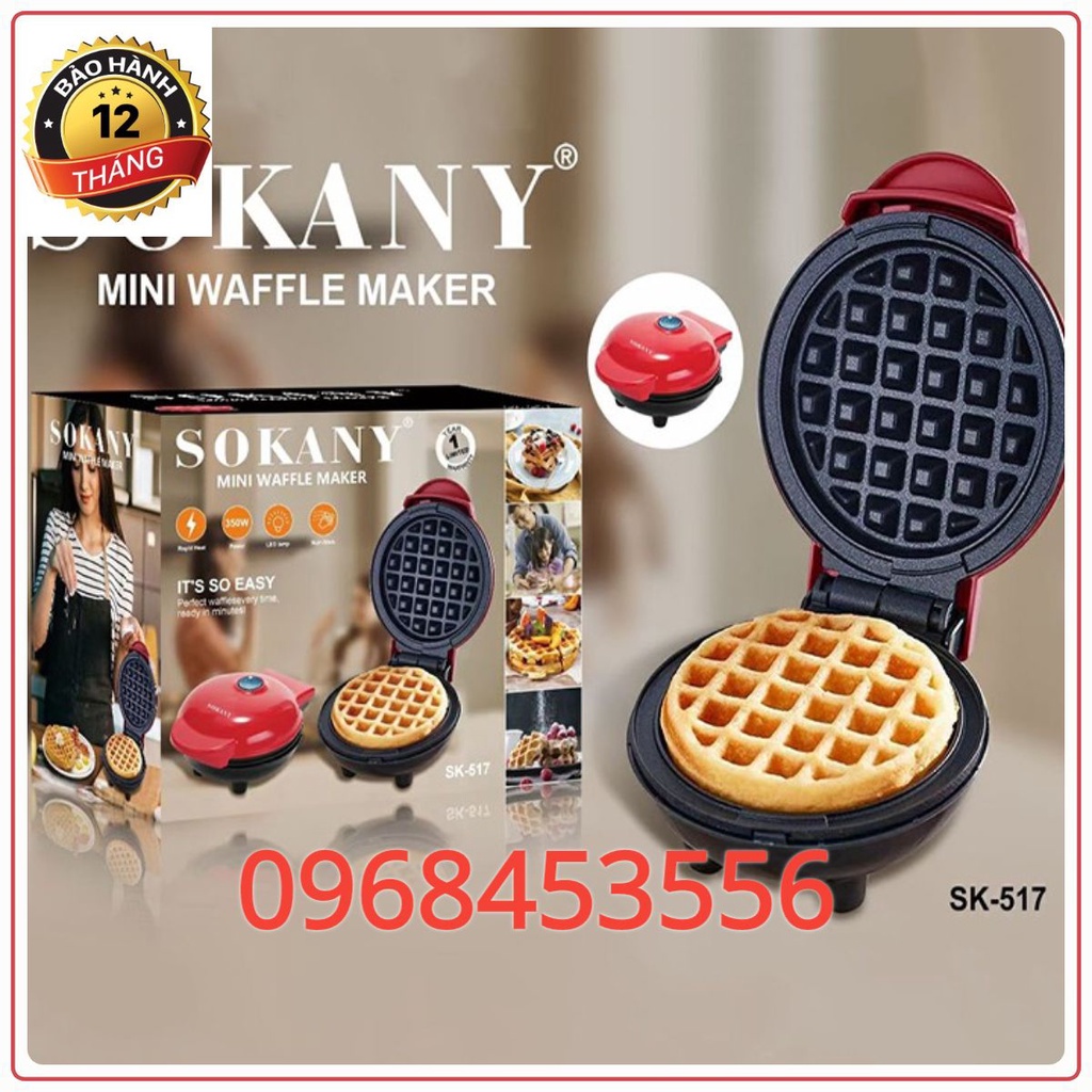 Máy làm bánh tổ ong, tàn ong, bánh waffle Mini Chính hãng Sokany
