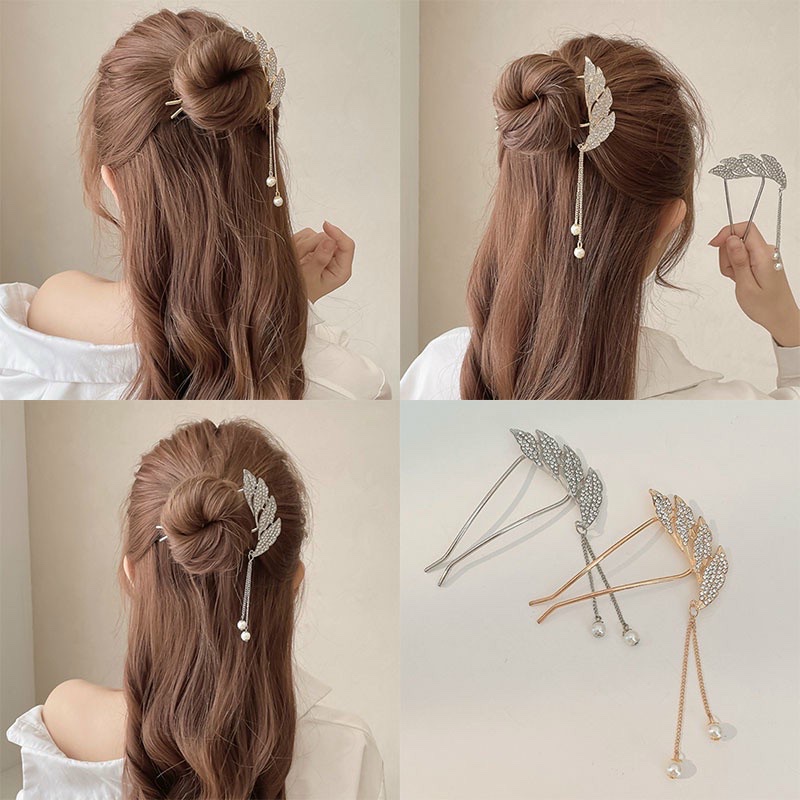 PVN46973 Kẹp Tóc Đính Ngọc Phối Tua Rua Thời Trang Giá Rẻ