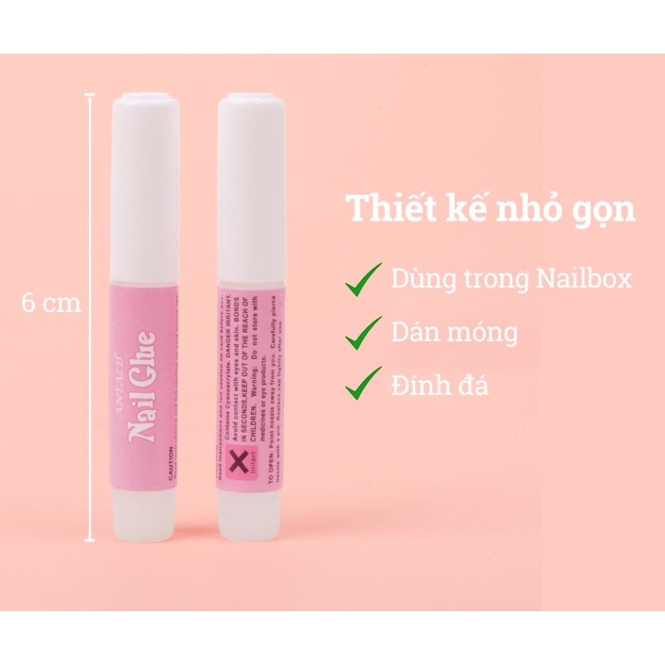 keo ống nail box keo dán móng giả mini nail glue 2g, gắn móng úp