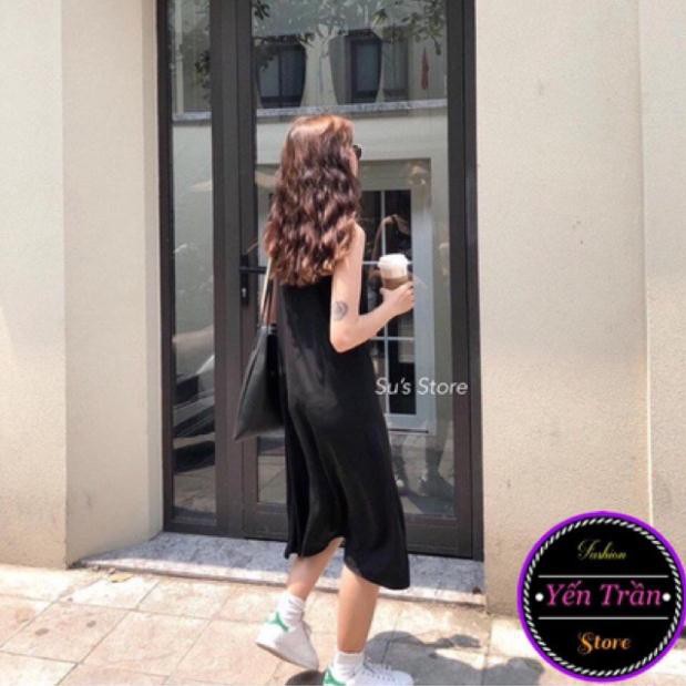 Váy 2 dây, đầm xuông - chất đũi lụa trơn basic nữ | BigBuy360 - bigbuy360.vn