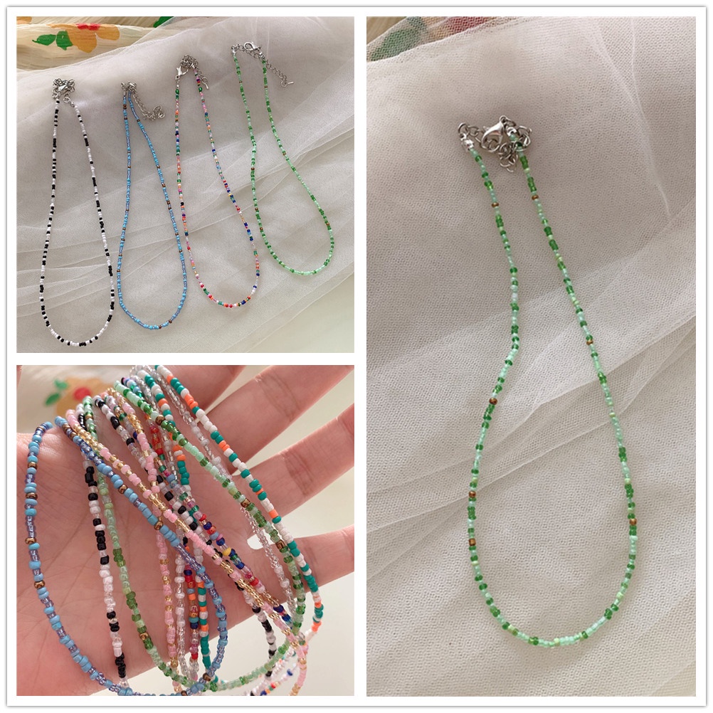 1 Vòng Cổ Chuỗi Hạt Màu Cầu Vồng Phong Cách Boho Thời Trang Cho Nữ