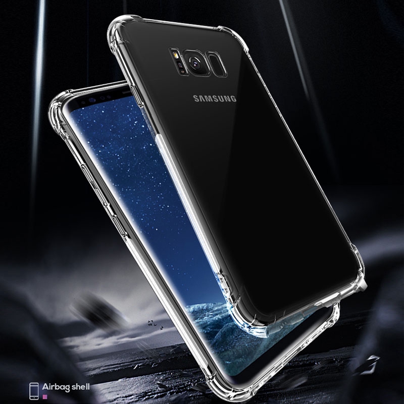 Ốp điện thoại TPU trong suốt chống sốc cho Samsung Galaxy A5 A7 J5 J7 2016 J2 Prime Core Pro 2018 S8 S9 Plus Duo Note 5